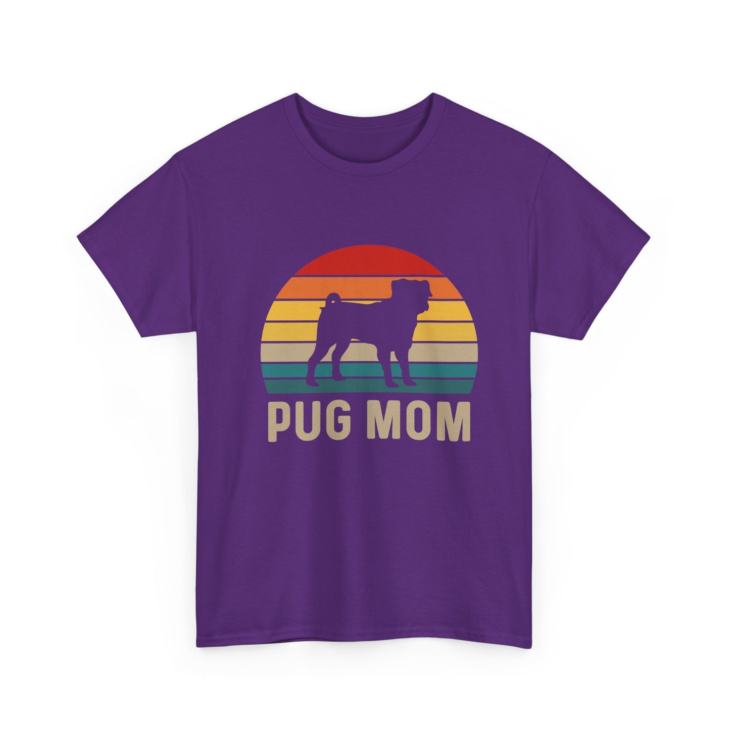 Pug Mom T-Shirt — Retro Sunset Pug Mom Tee for Dog Lovers