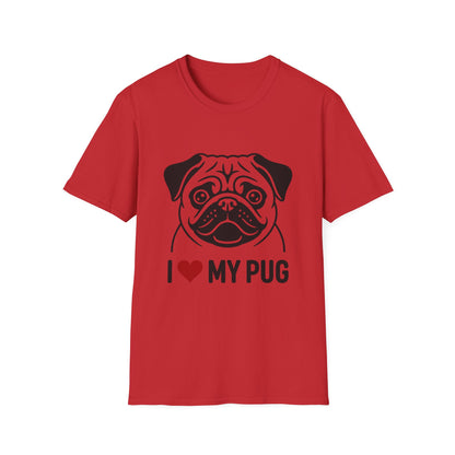 I Love My Pug T-Shirt — Cute Pug Silhouette Tee for Dog Lovers