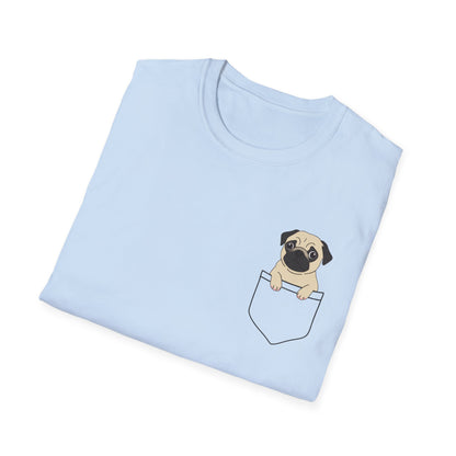 Pocket Pug T-Shirt — Cute Minimalist Pug Tee for Animal Lovers