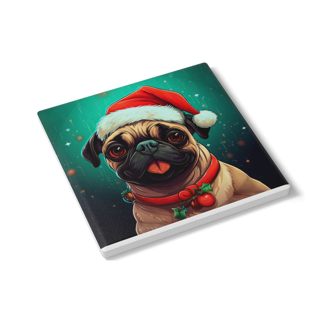 Pugs & Kisses – Under the Mistletoe Coaster – Holiday Décor & Pet Lover Gift