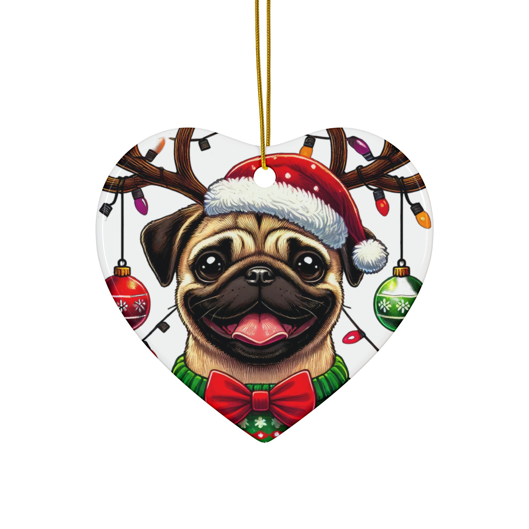 Pug Lights Up Christmas Ornament – Cheerful Holiday Keepsake | Double-Sided Festive Decor (1–10 Pack)