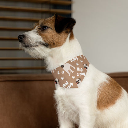 Pug Pattern Pet Bandana Collar — "Hug a Pug" Cute Dog Accessory