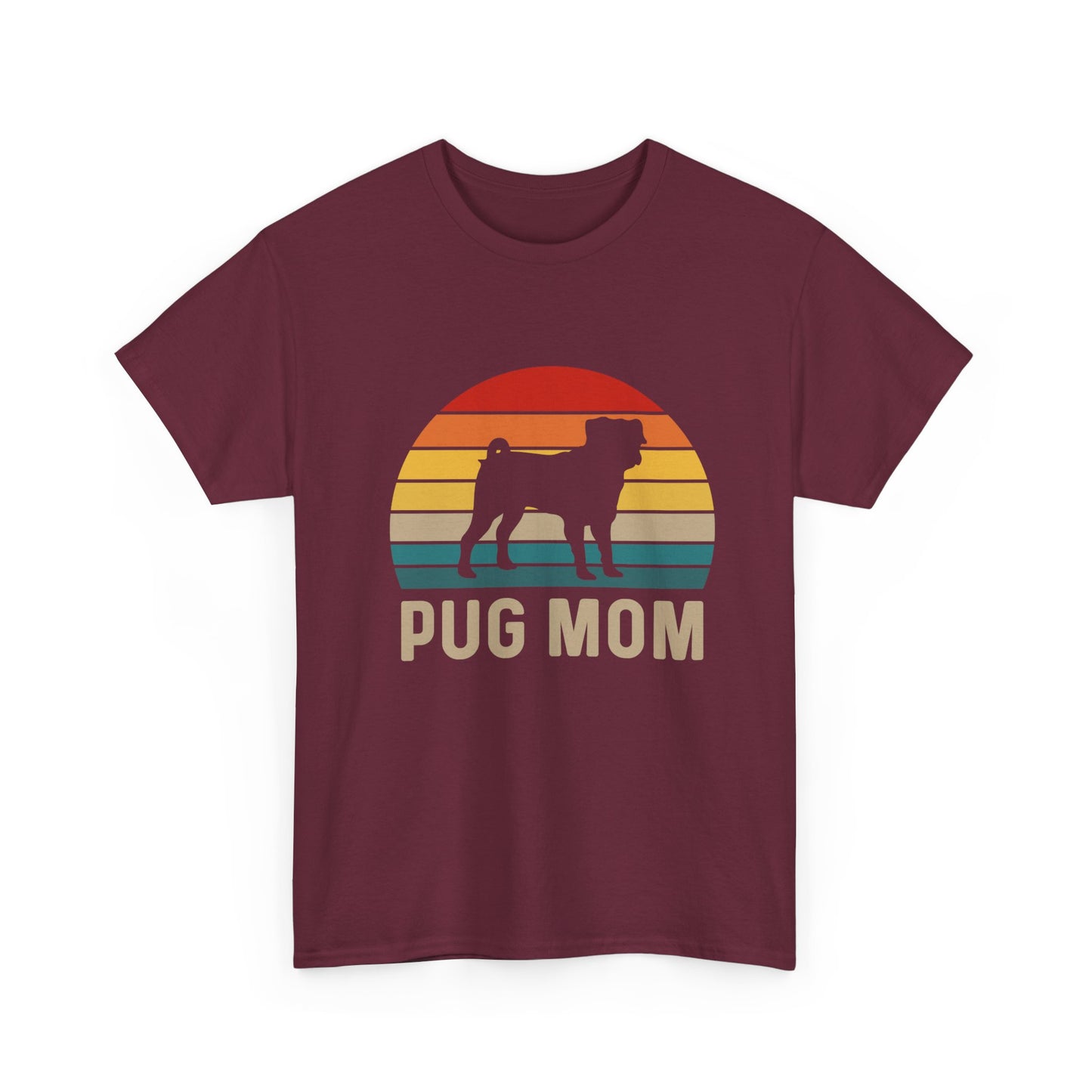 Pug Mom T-Shirt — Retro Sunset Pug Mom Tee for Dog Lovers