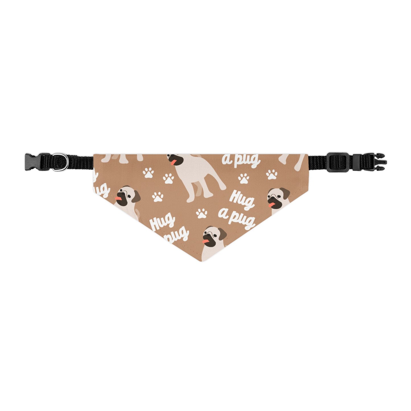 Pug Pattern Pet Bandana Collar — "Hug a Pug" Cute Dog Accessory