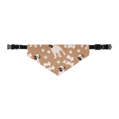 Pug Pattern Pet Bandana Collar — "Hug a Pug" Cute Dog Accessory