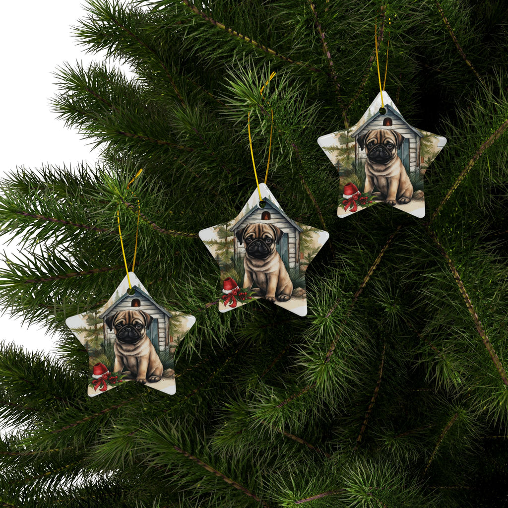 Twinkle Paws Ornament – Pug Lights & Holiday Cheer | Double-Sided Christmas Keepsake (1–10 Pack)