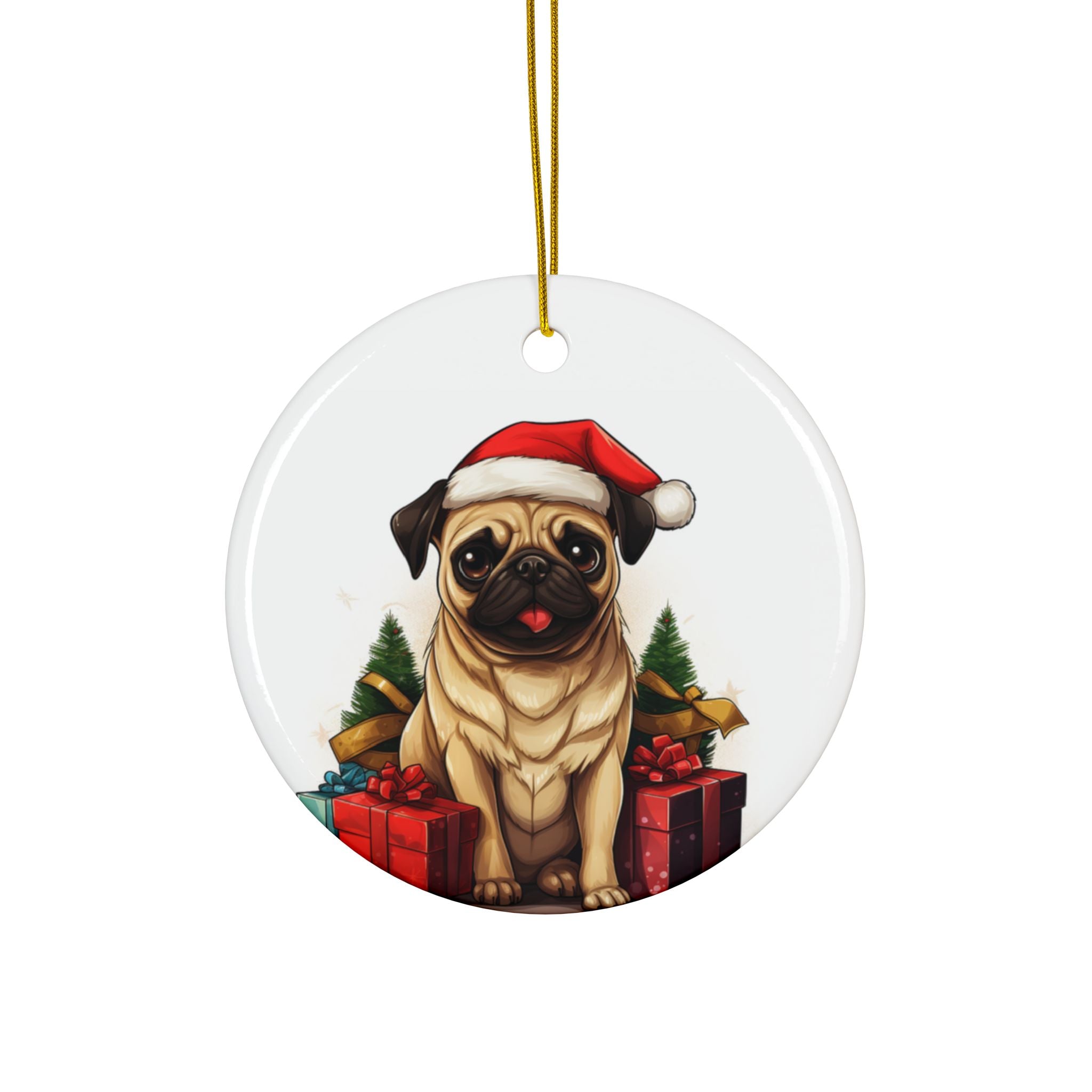 Merry Pugmas Ornament – Festive Pug Christmas Tree Hanging- 2-Sided Holiday Decorations (1 to 10 pcs)