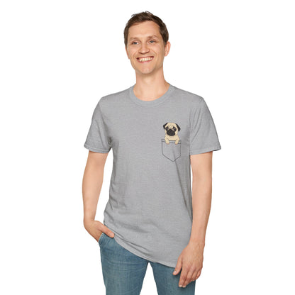 Pocket Pug T-Shirt — Cute Minimalist Pug Tee for Animal Lovers
