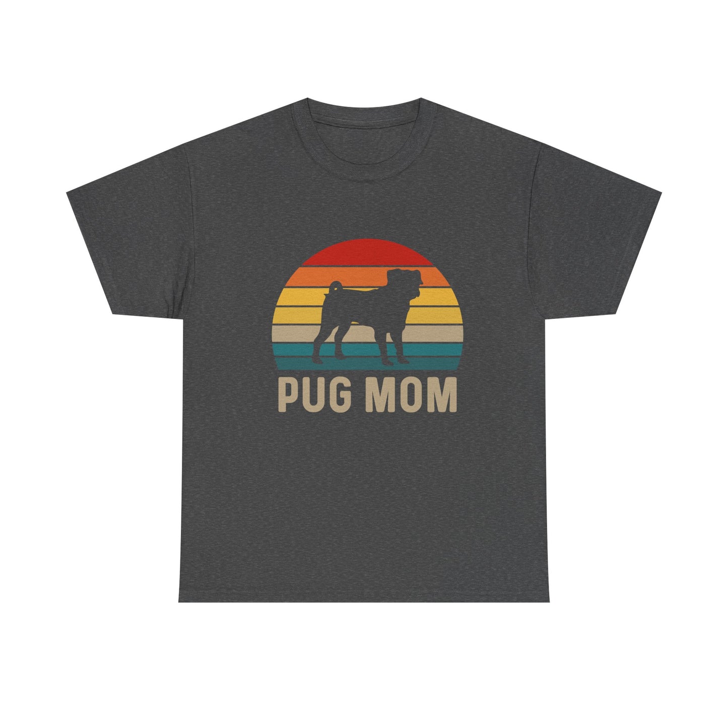 Pug Mom T-Shirt — Retro Sunset Pug Mom Tee for Dog Lovers