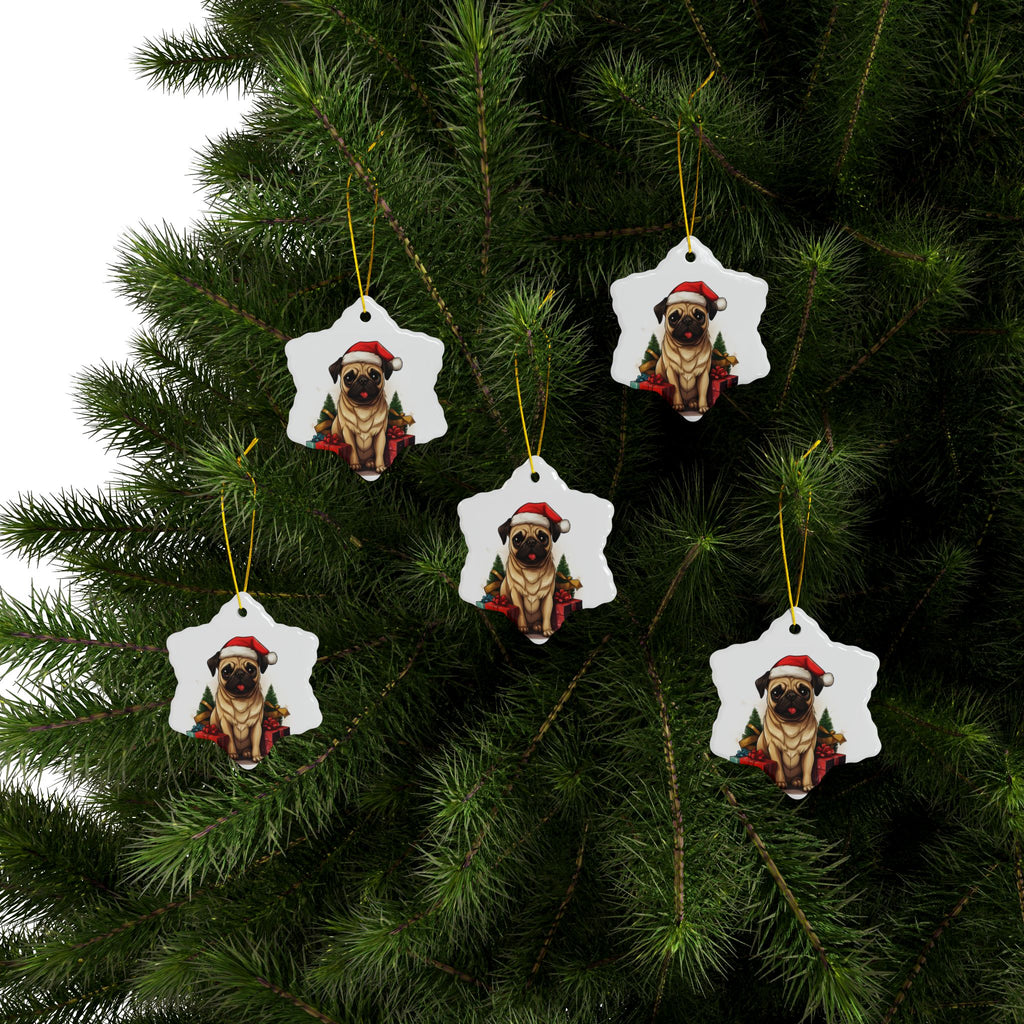 Merry Pugmas Ornament – Festive Pug Christmas Tree Hanging- 2-Sided Holiday Decorations (1 to 10 pcs)