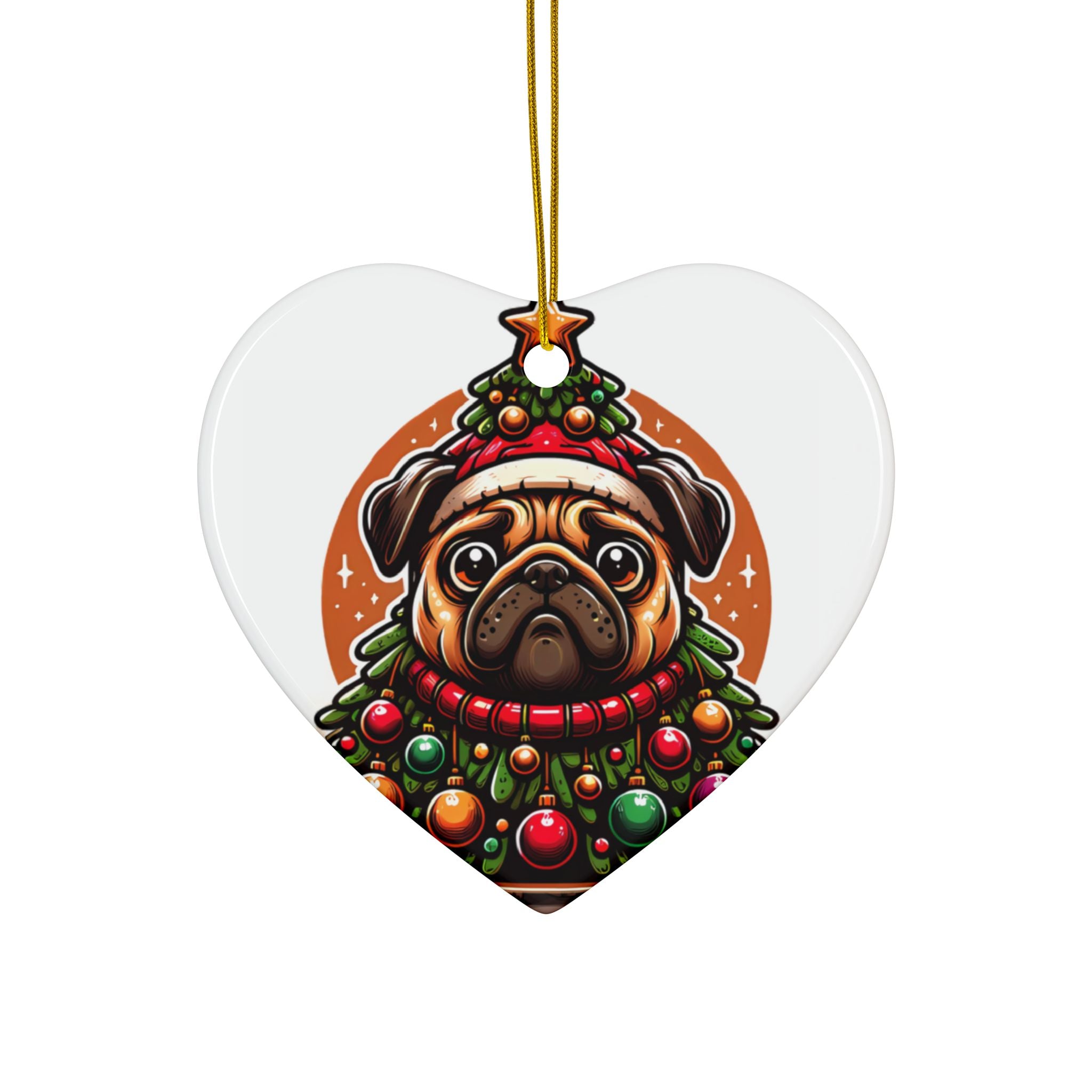 Pug & Pine Ornament – Christmas Cheer for Pug Lovers | Double-Sided Holiday Keepsake (1–10 Pack)