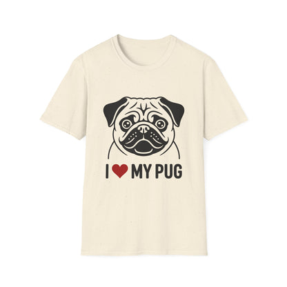 I Love My Pug T-Shirt — Cute Pug Silhouette Tee for Dog Lovers
