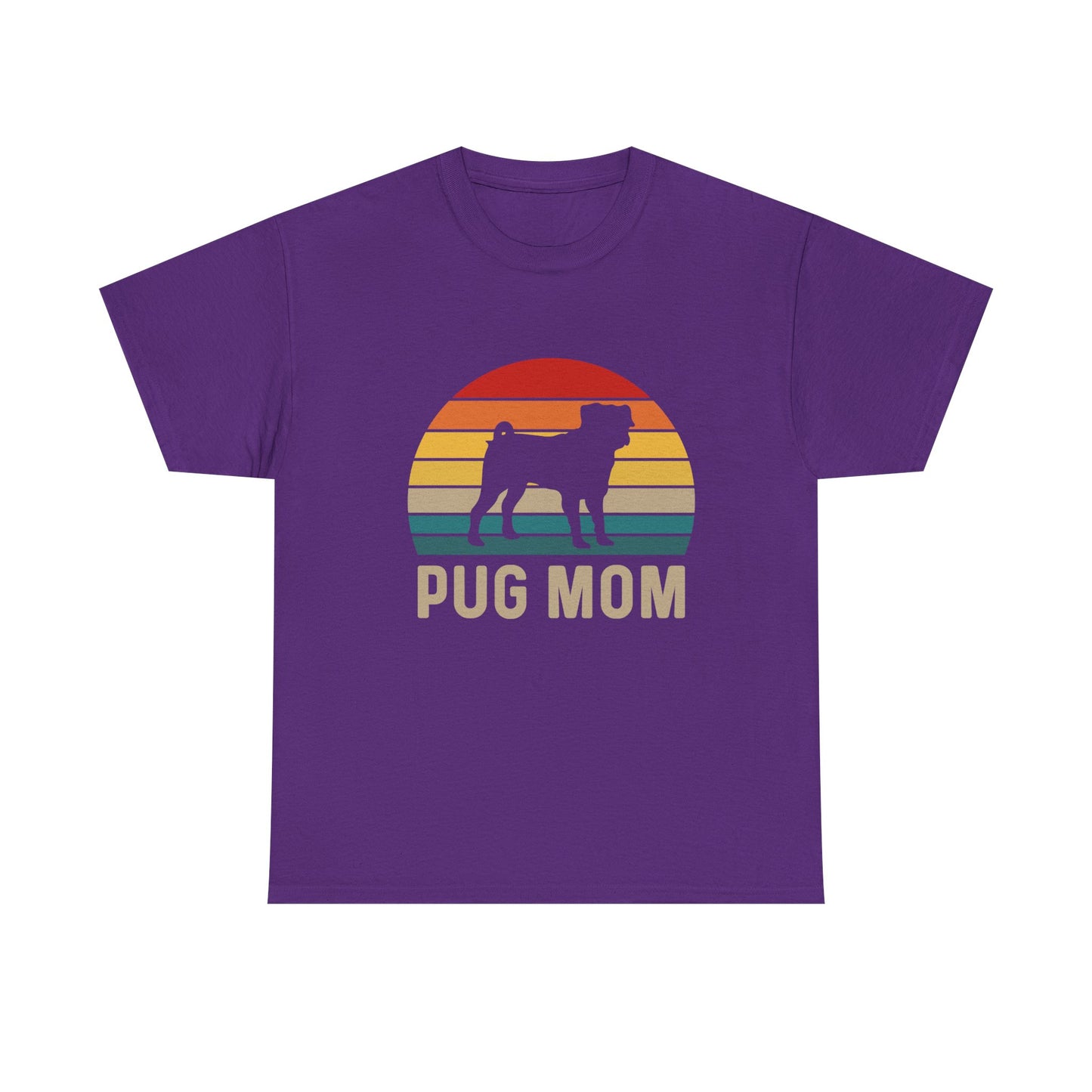 Pug Mom T-Shirt — Retro Sunset Pug Mom Tee for Dog Lovers