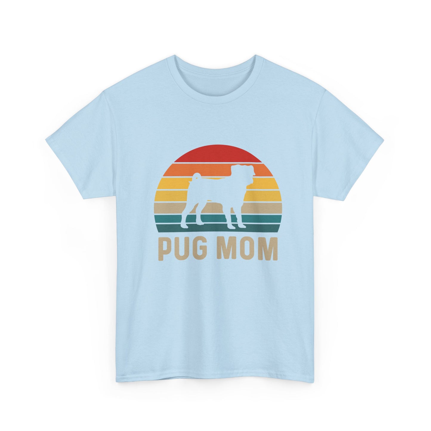 Pug Mom T-Shirt — Retro Sunset Pug Mom Tee for Dog Lovers