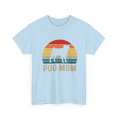 Pug Mom T-Shirt — Retro Sunset Pug Mom Tee for Dog Lovers
