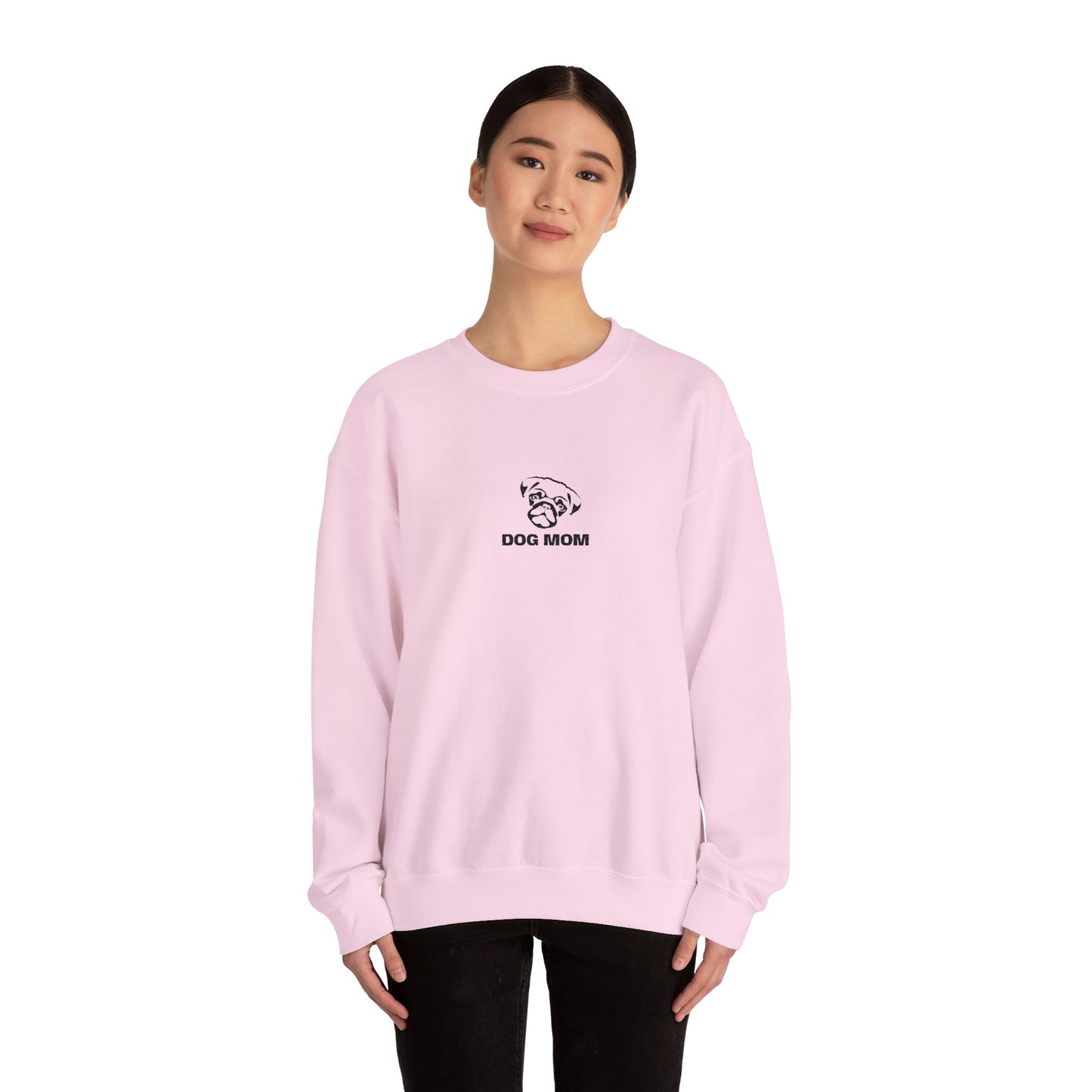 Dog Mom Pug Embroidered Crewneck