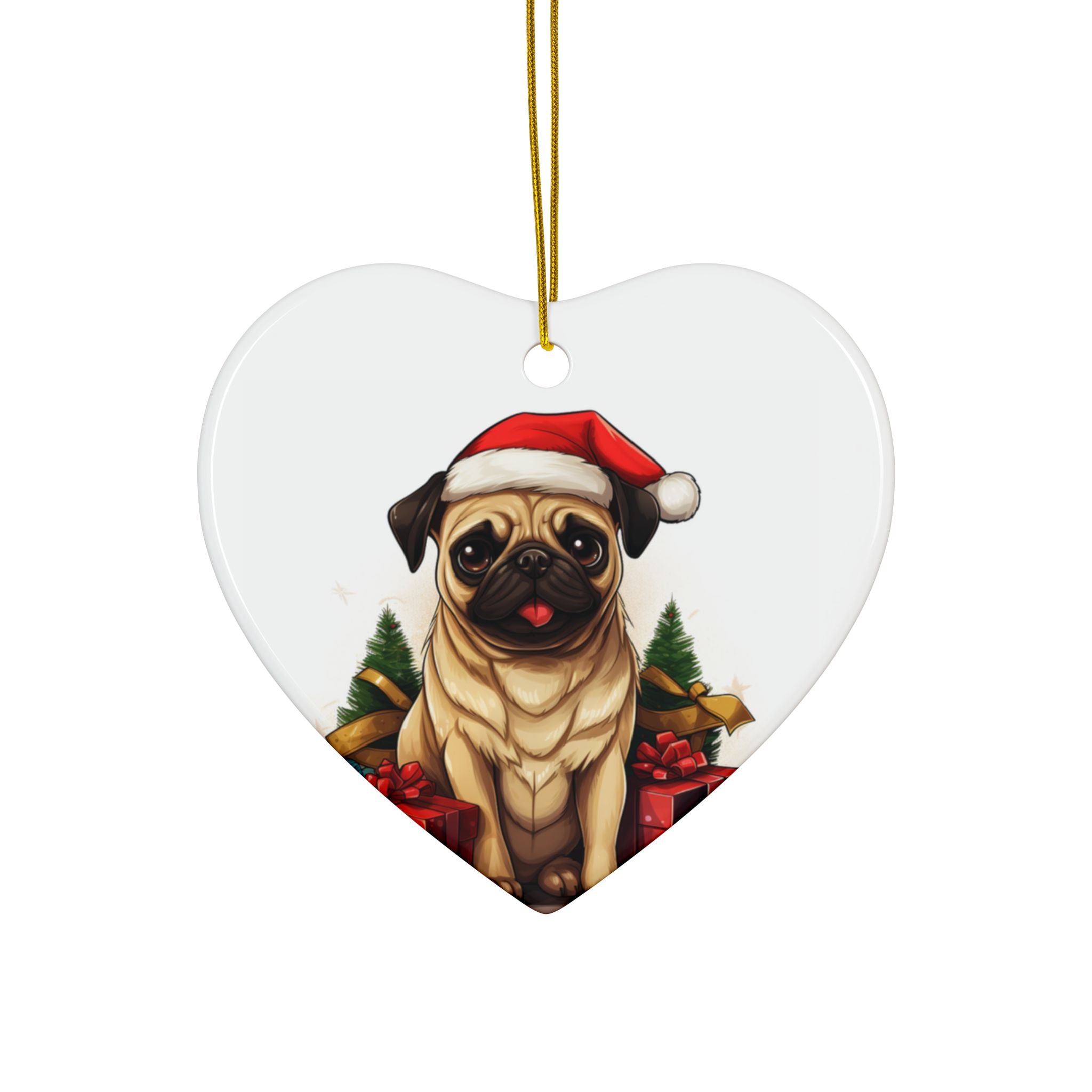 Merry Pugmas Ornament – Festive Pug Christmas Tree Hanging- 2-Sided Holiday Decorations (1 to 10 pcs)
