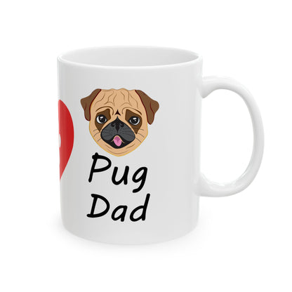 Pug Dad Ceramic Mug – Paw Heart Coffee Cup (11oz & 15oz)