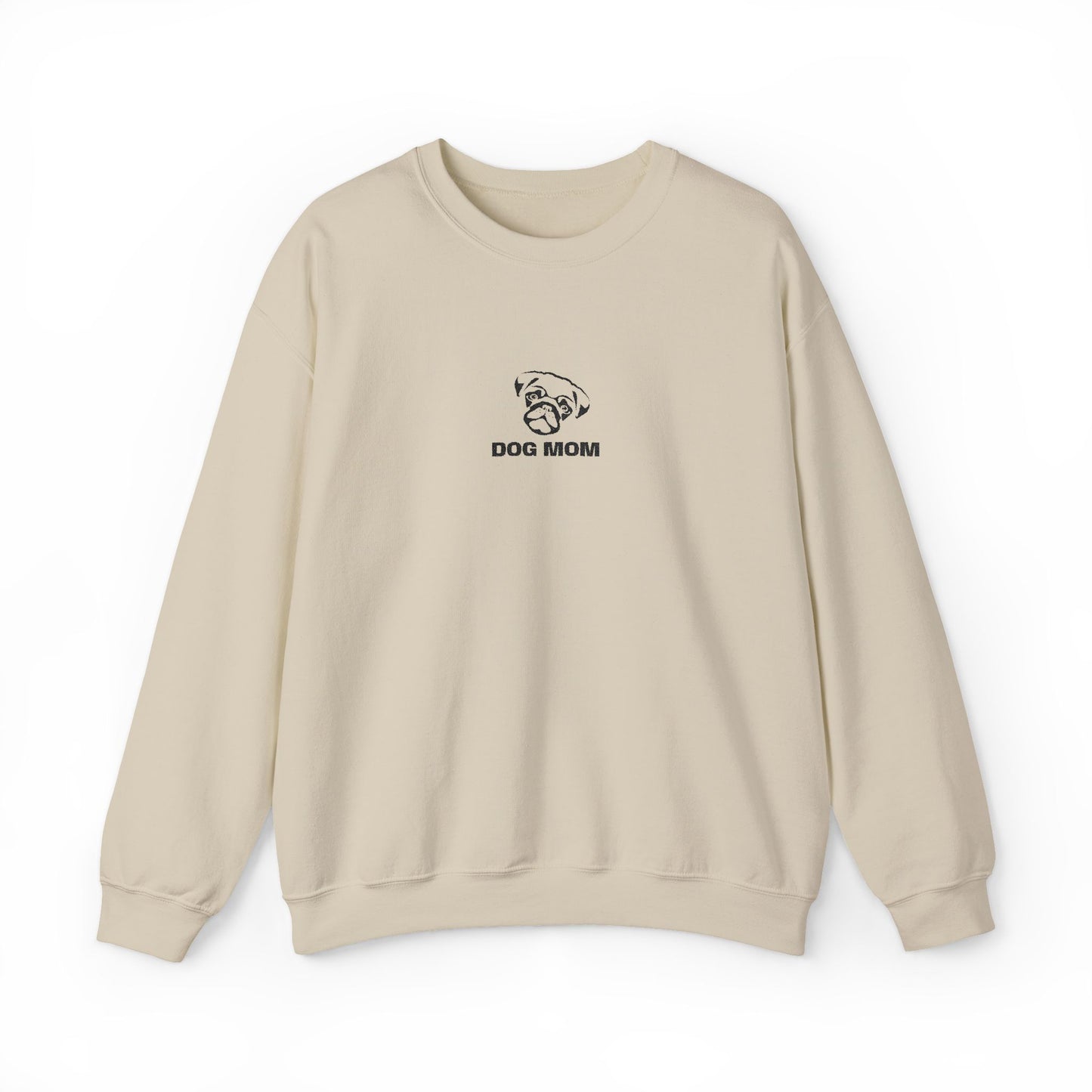 Dog Mom Pug Embroidered Crewneck