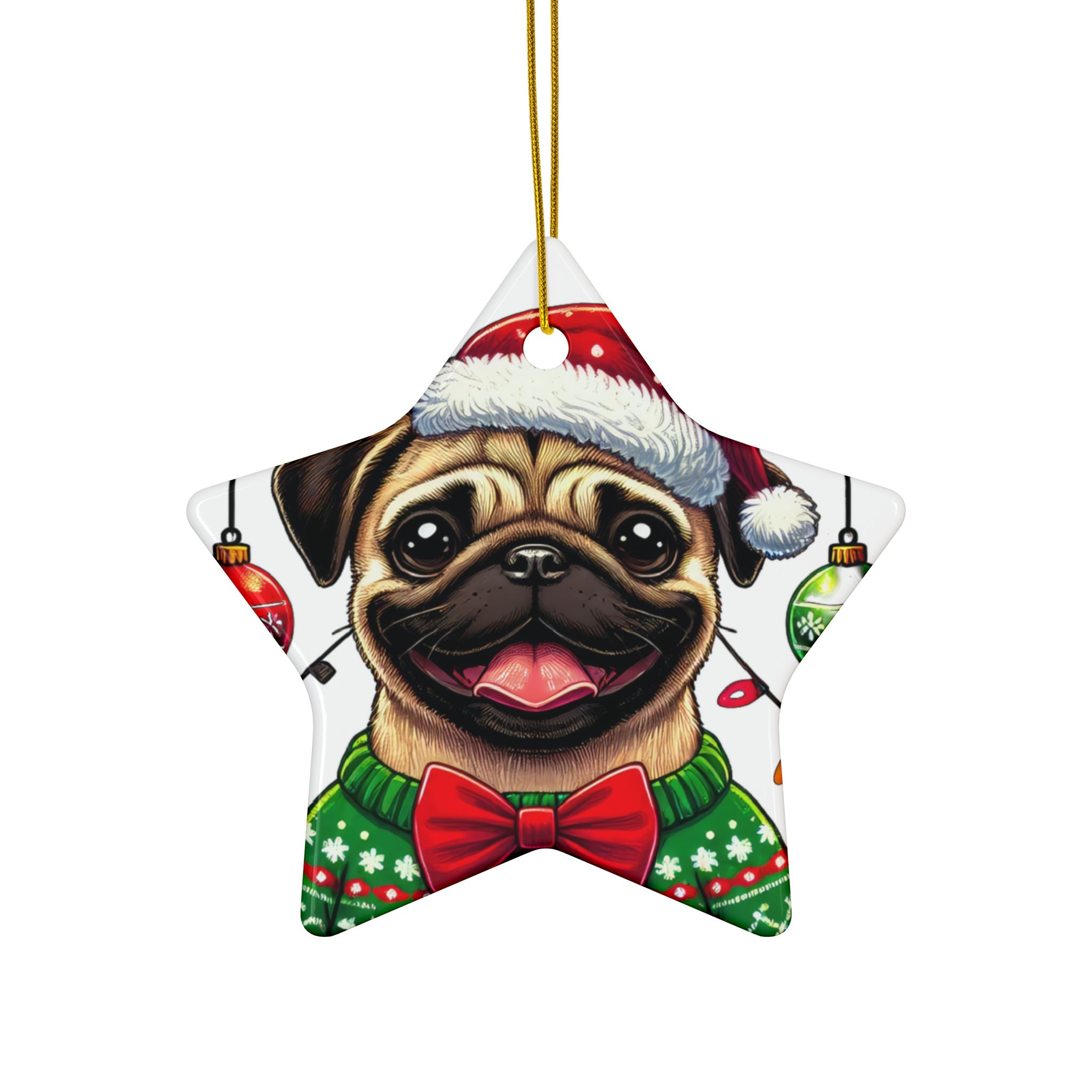 Pug Lights Up Christmas Ornament – Cheerful Holiday Keepsake | Double-Sided Festive Decor (1–10 Pack)