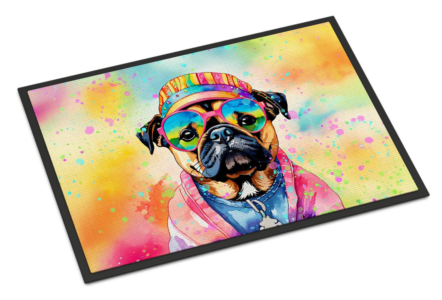 Pug Hippie Dawg Doormat-0