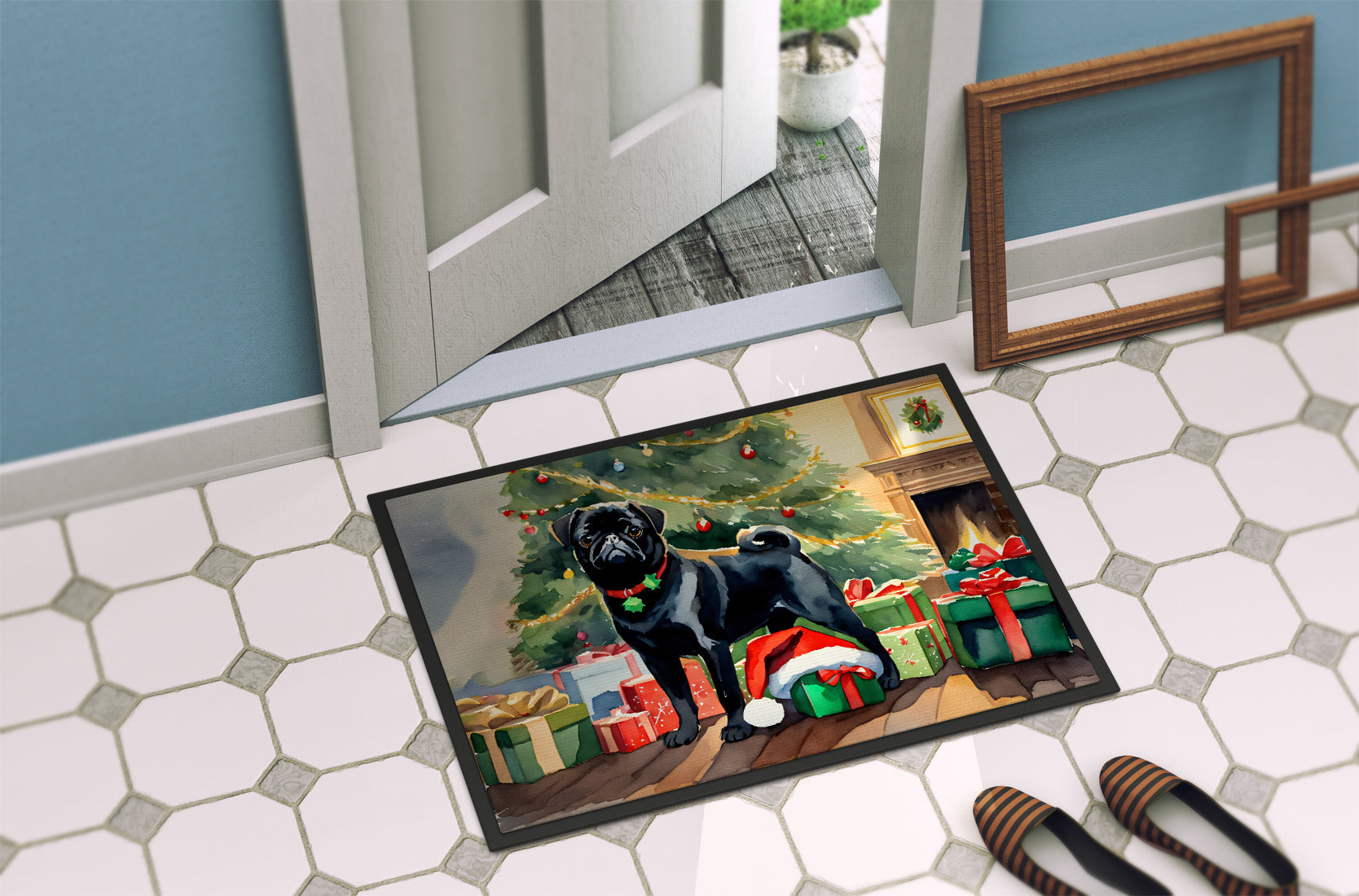 Pug Cozy Christmas Doormat-3