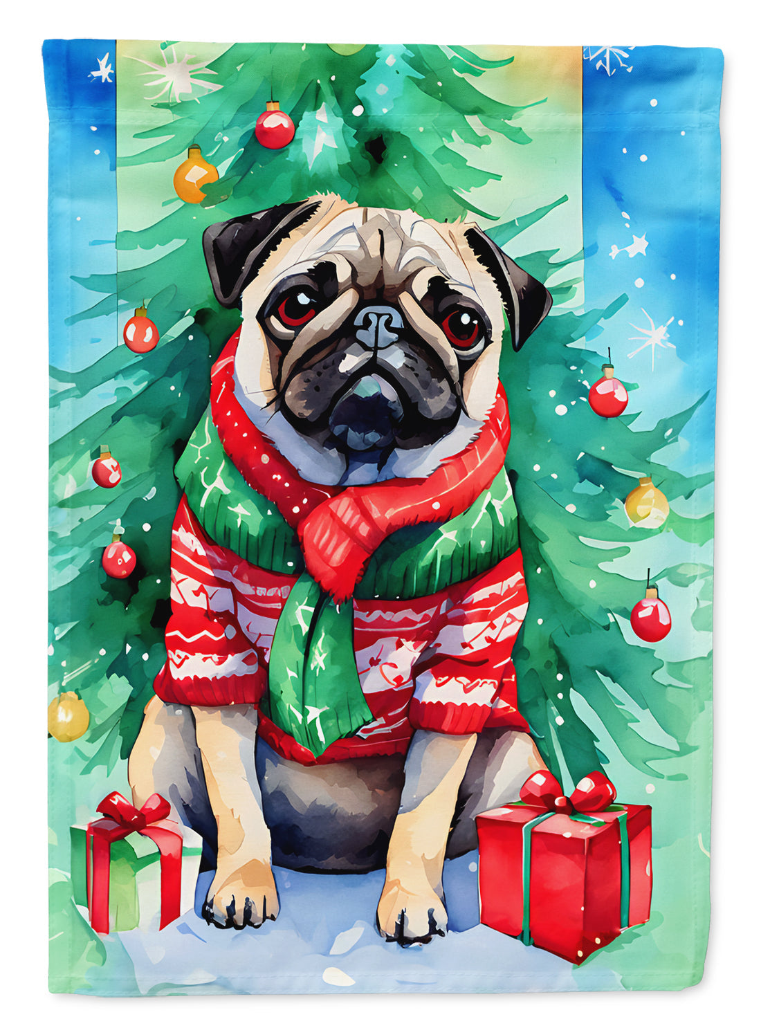 Pug Christmas Garden Flag-0