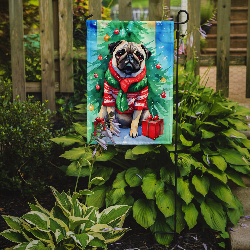 Pug Christmas Garden Flag-1