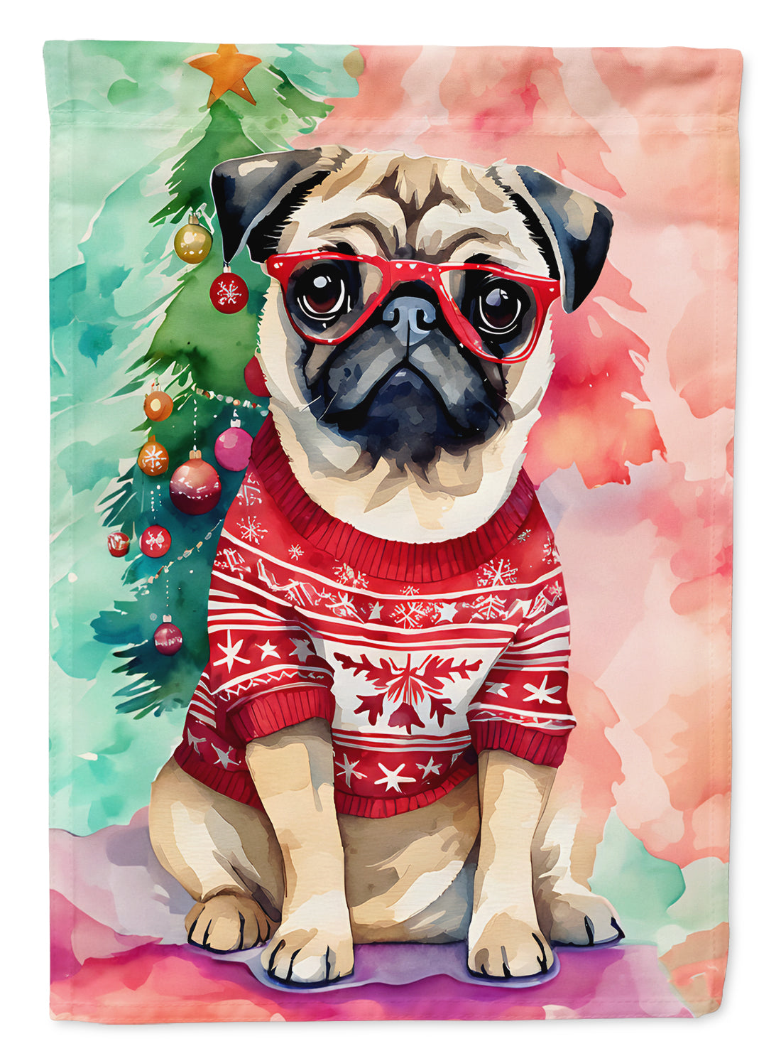 Pug Christmas Garden Flag-0