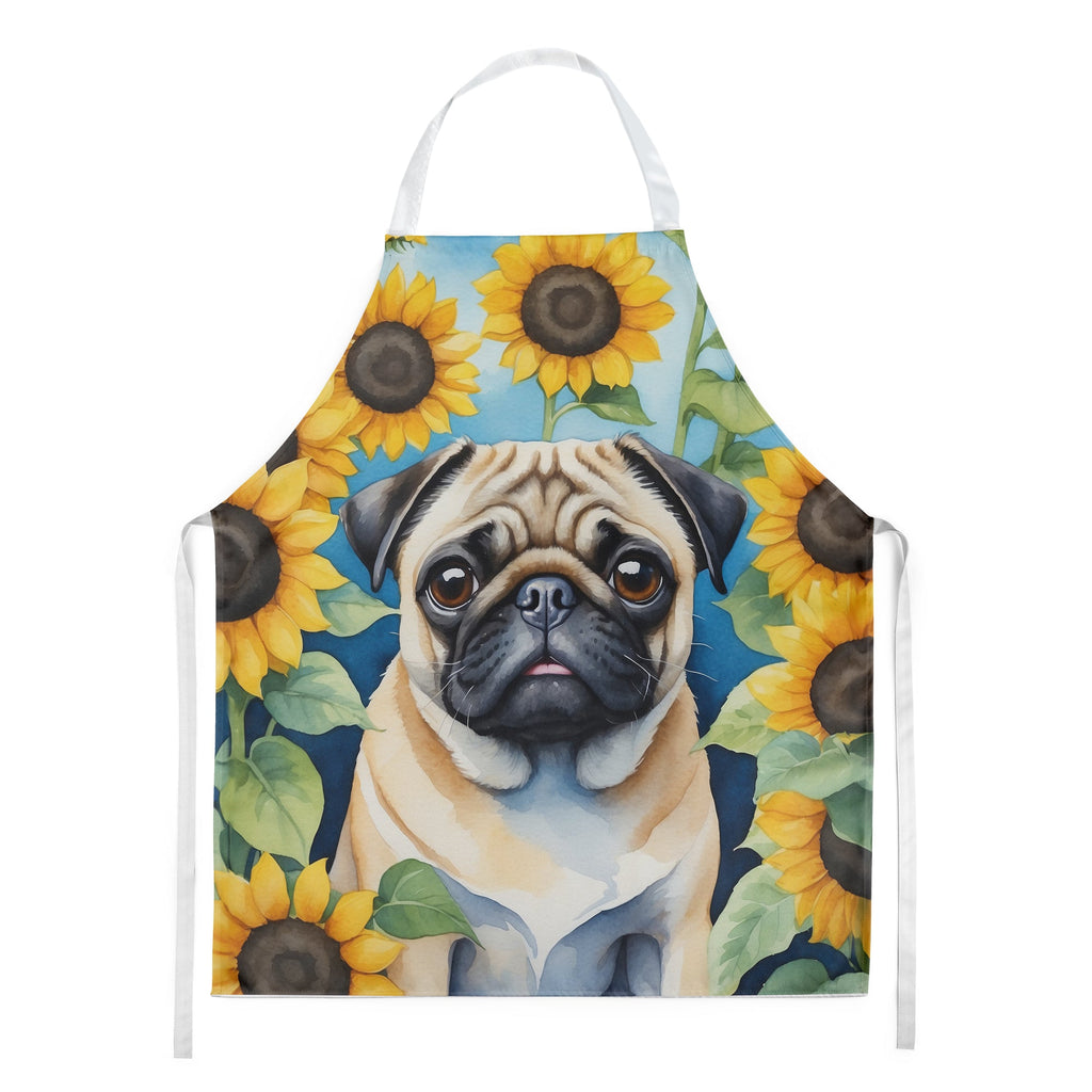 Pug in Sunflowers Apron-0