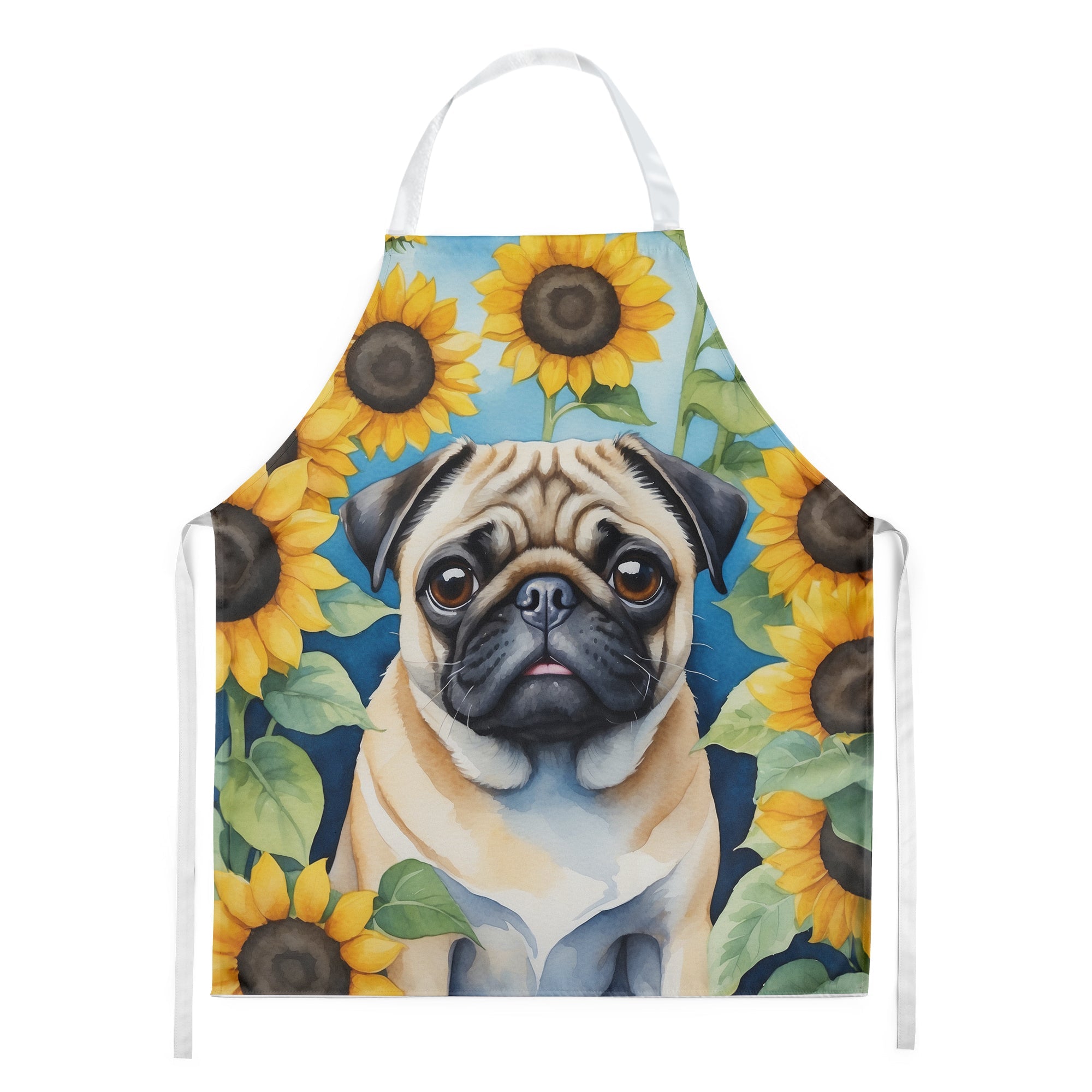 Pug in Sunflowers Apron-0