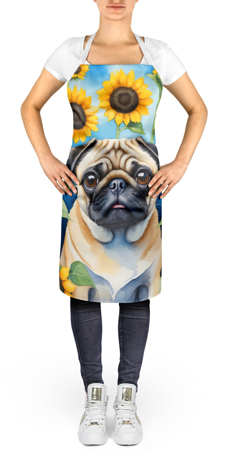 Pug in Sunflowers Apron-1