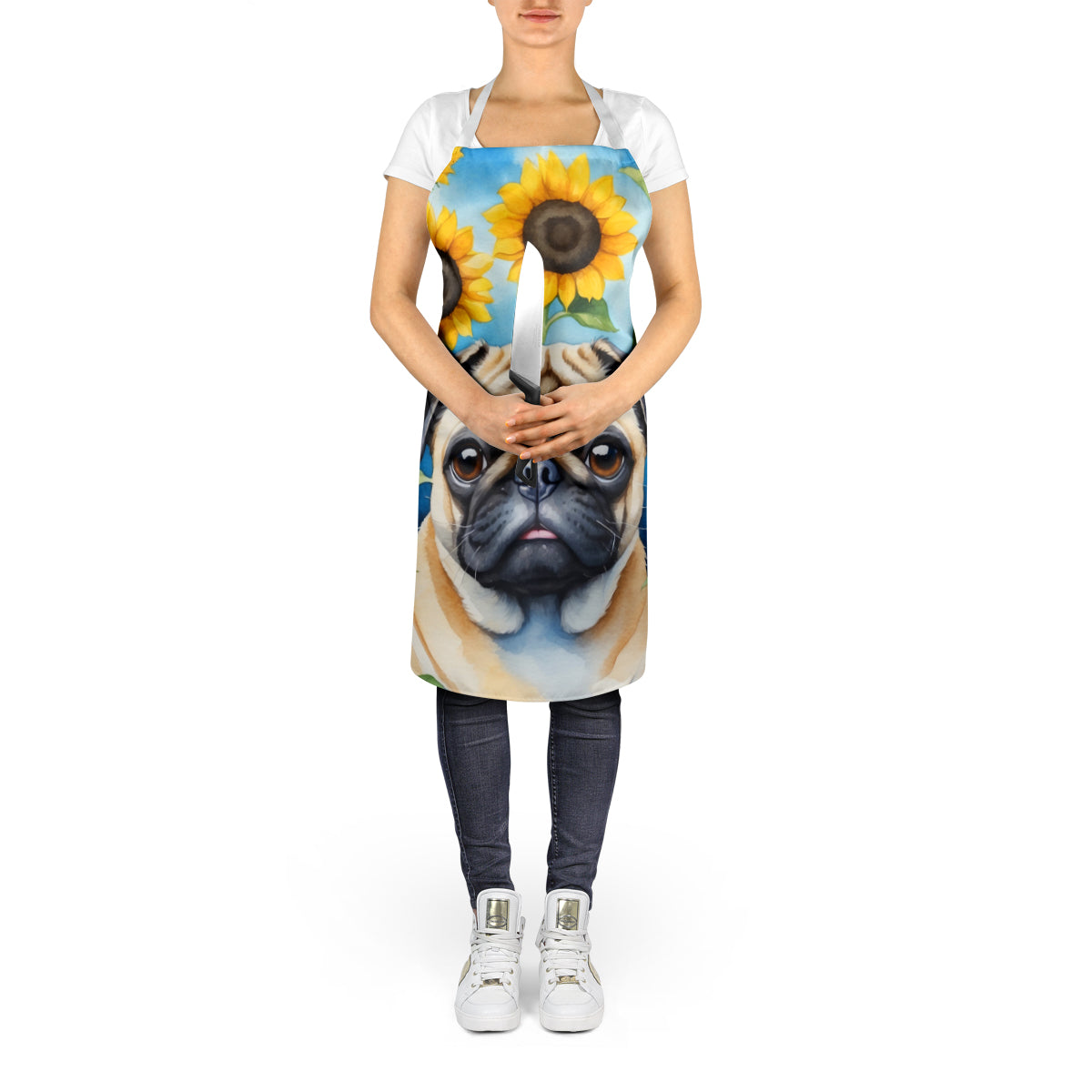 Pug in Sunflowers Apron-4