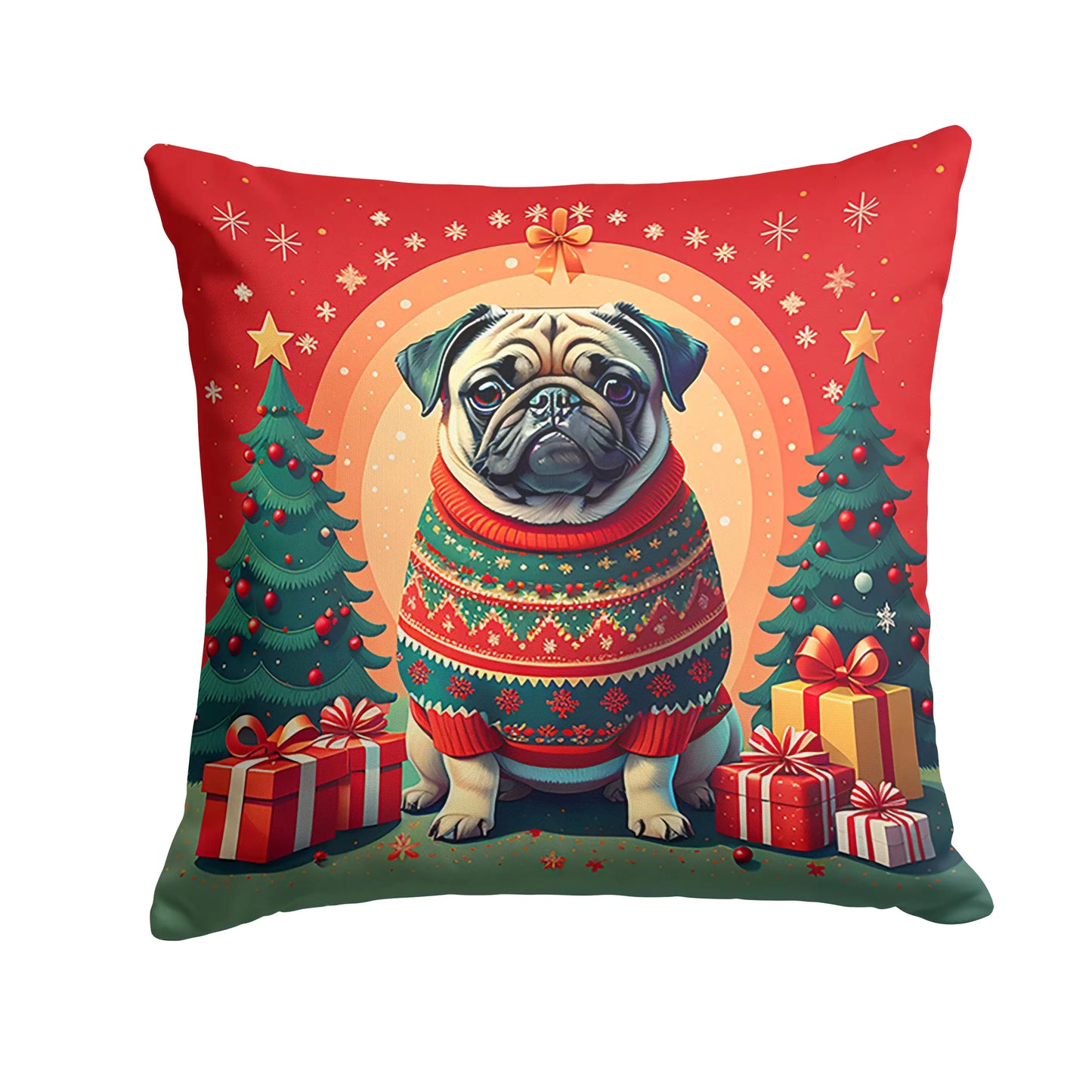 Pug Christmas Throw Pillow