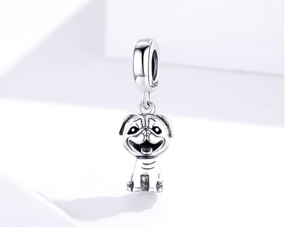 Cute Pug 925 Silver Pendant for DIY Necklace Accessories
