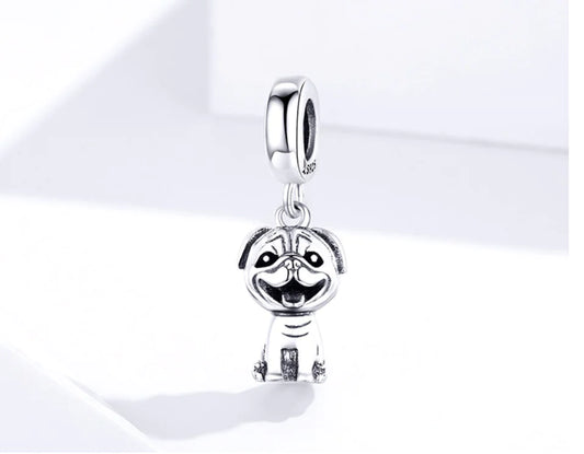 Cute Pug 925 Silver Pendant for DIY Necklace Accessories