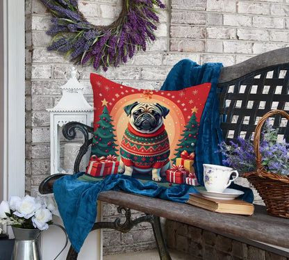 Pug Christmas Throw Pillow