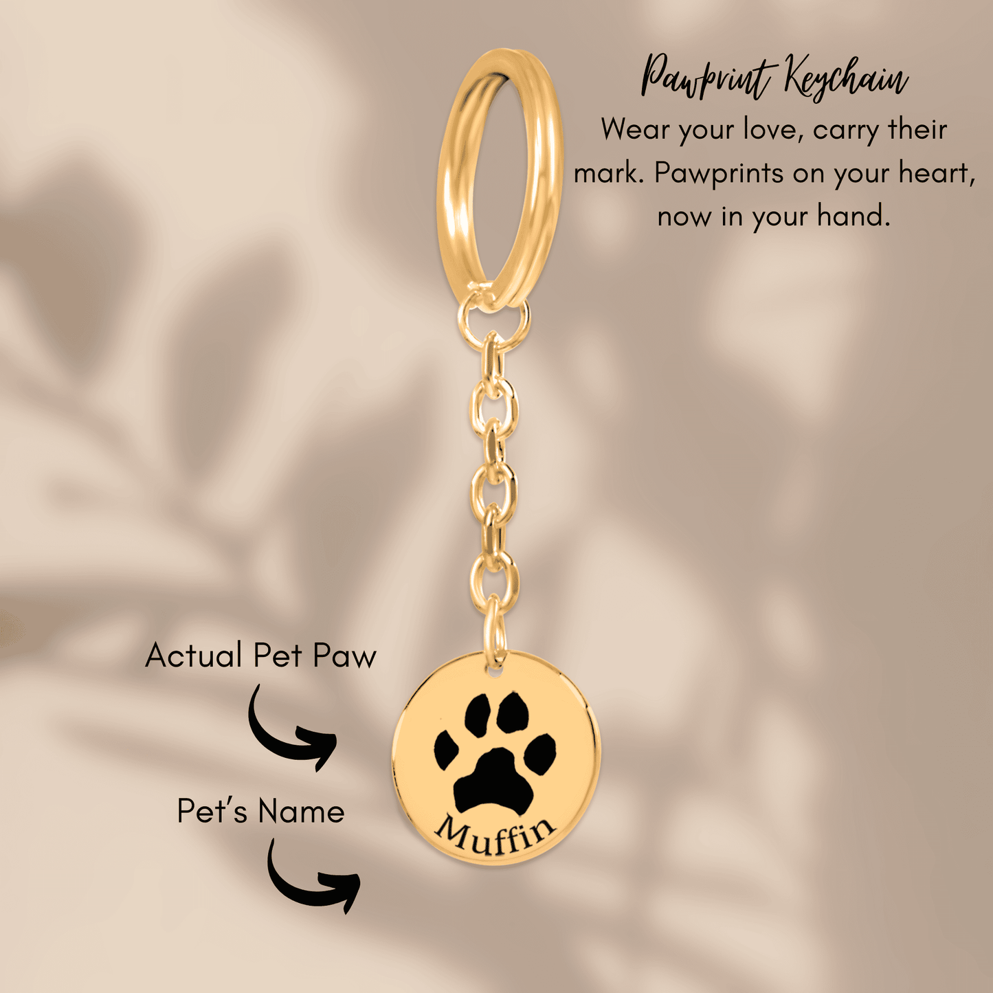 Custom Paw Print Keychain | Actual Pet Paw Engraved + Name & Message