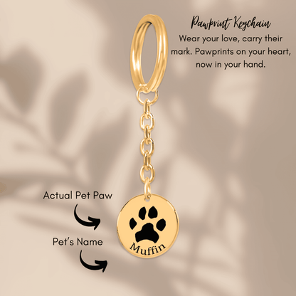 Custom Paw Print Keychain | Actual Pet Paw Engraved + Name & Message