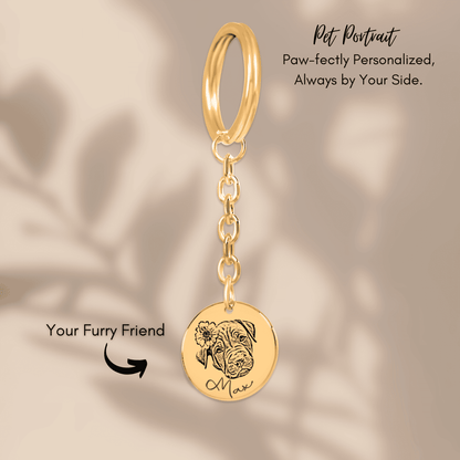 Dog Dad Gift | Custom Pet Portrait Keychain + Message Card