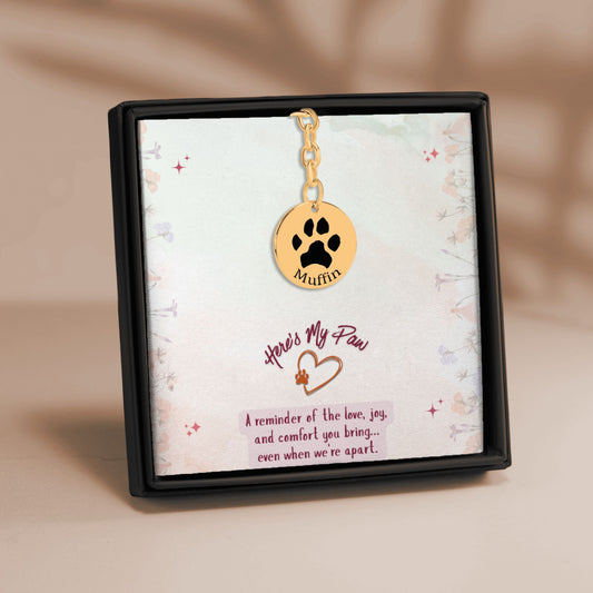 Custom Paw Print Keychain | Actual Pet Paw Engraved + Name & Message