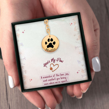 Custom Paw Print Keychain | Actual Pet Paw Engraved + Name & Message