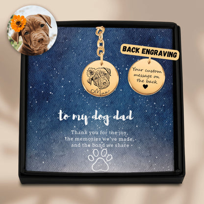 Dog Dad Gift | Custom Pet Portrait Keychain + Message Card