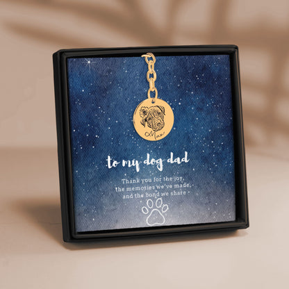 Dog Dad Gift | Custom Pet Portrait Keychain + Message Card