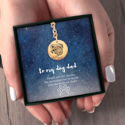Dog Dad Gift | Custom Pet Portrait Keychain + Message Card