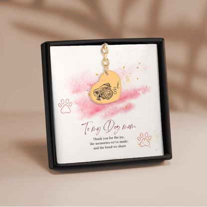 Dog Mom Gift | Custom Pet Portrait Keychain + Message Card
