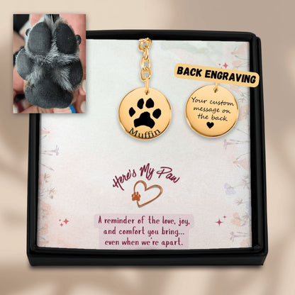 Custom Paw Print Keychain | Actual Pet Paw Engraved + Name & Message