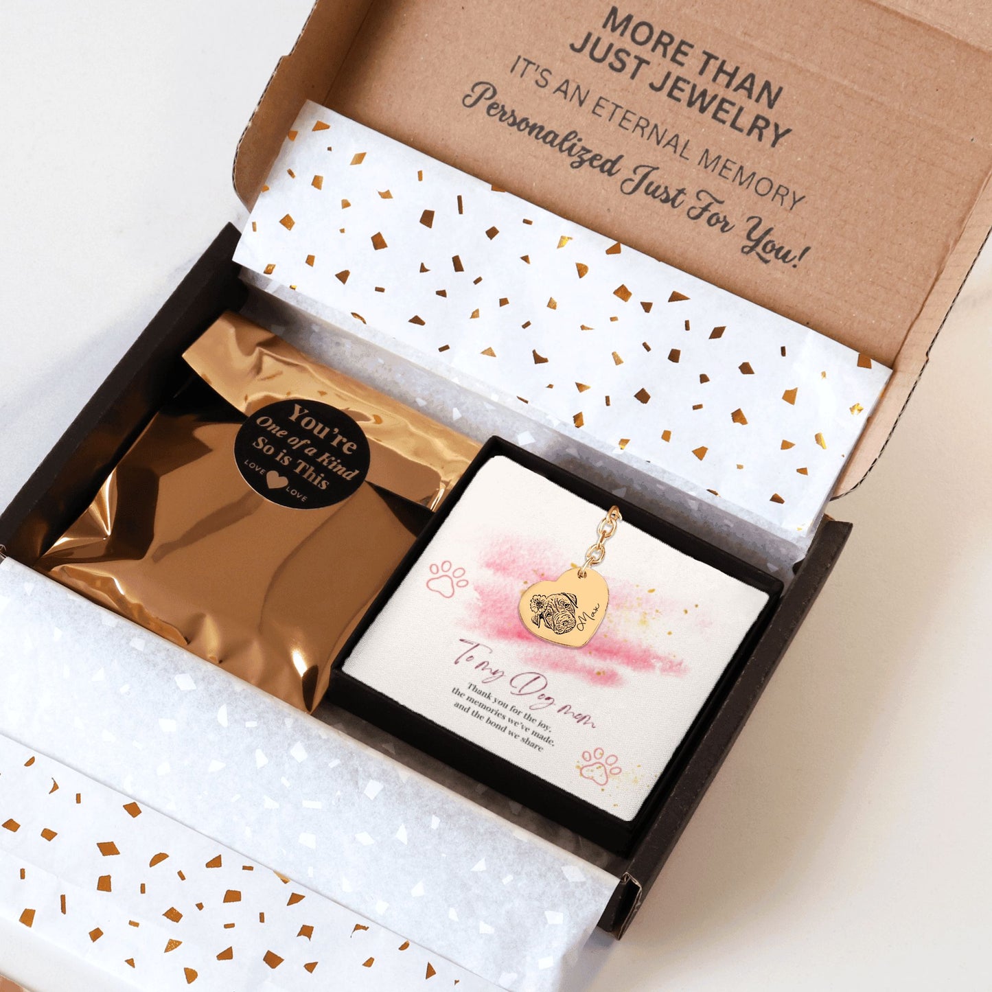 Dog Mom Gift | Custom Pet Portrait Keychain + Message Card