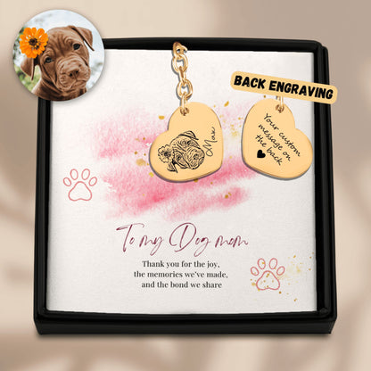 Dog Mom Gift | Custom Pet Portrait Keychain + Message Card