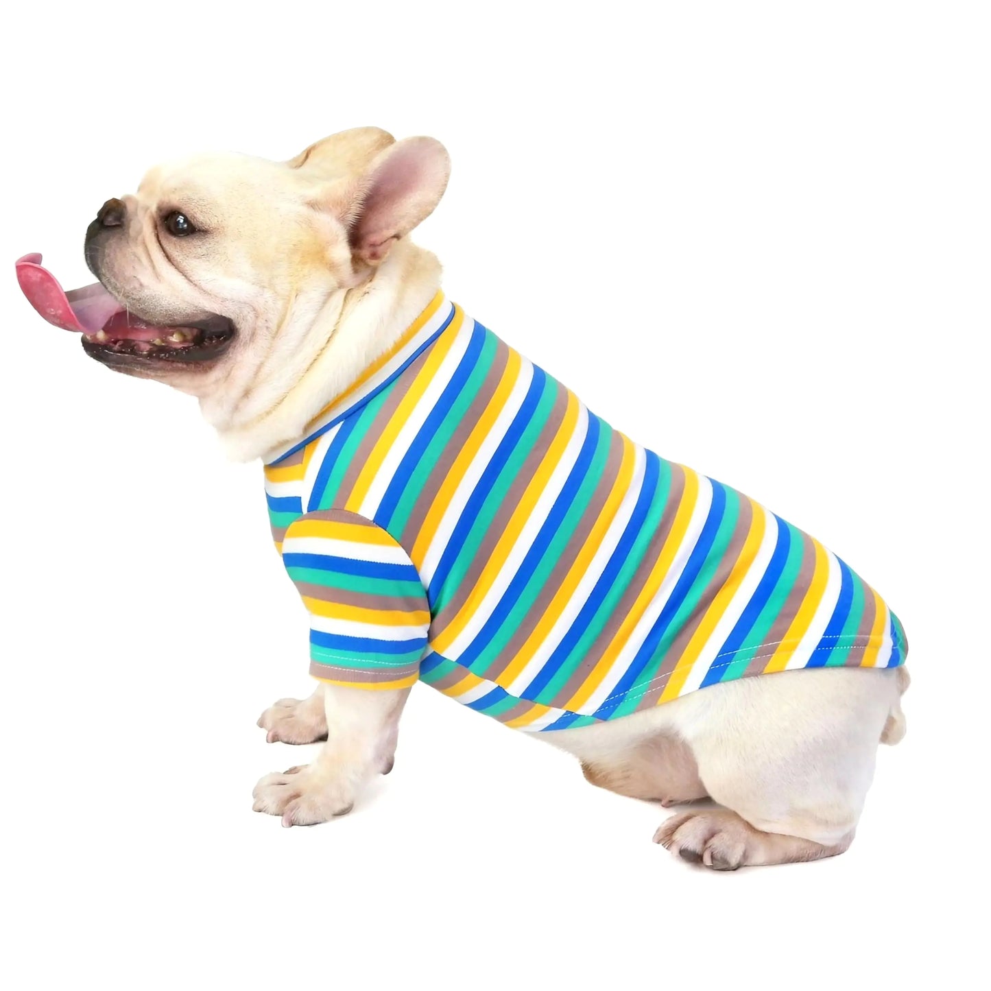 Breathable Striped Dog Shirt – Easy-On Comfort for Pugs & Medium Breeds